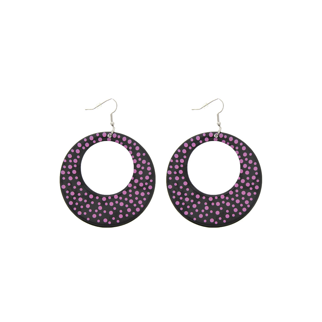 Plastic Polka Dot Round Hoop Dangle Earrings