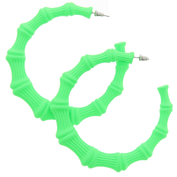 Neon Bamboo Design Plastic Hoop Earrings