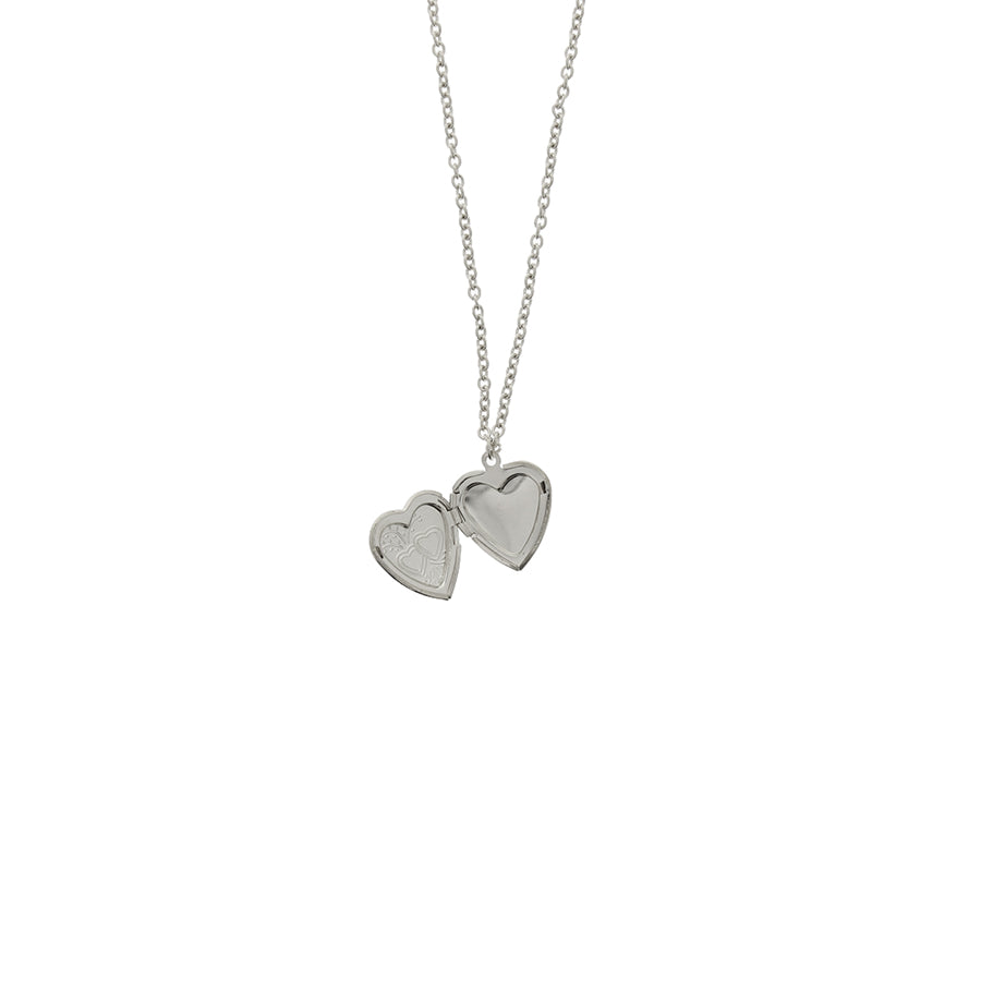 Silver Heart Locket Engraved Chain Necklace