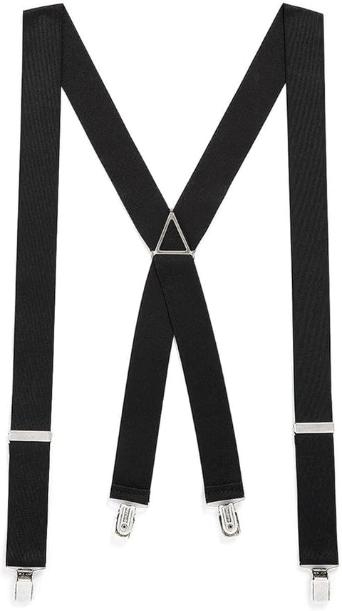 X Shape Plain Black Braces (Double Clip Back)