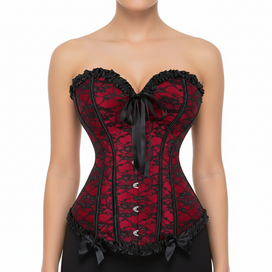 Classic Floral Print Bustier Two Tone Corset