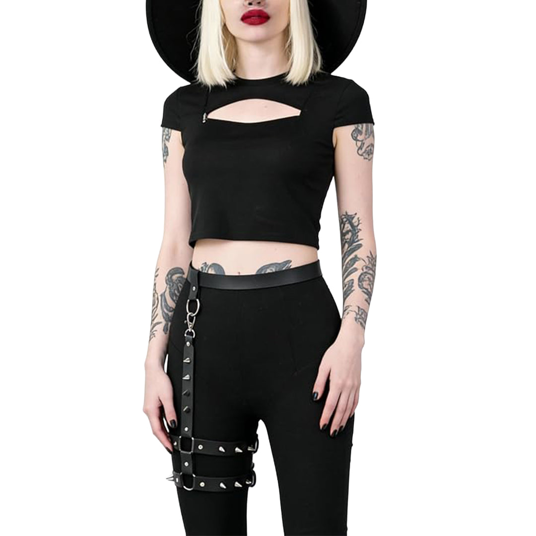 Alloy Spikes PU Leather Thigh Harness