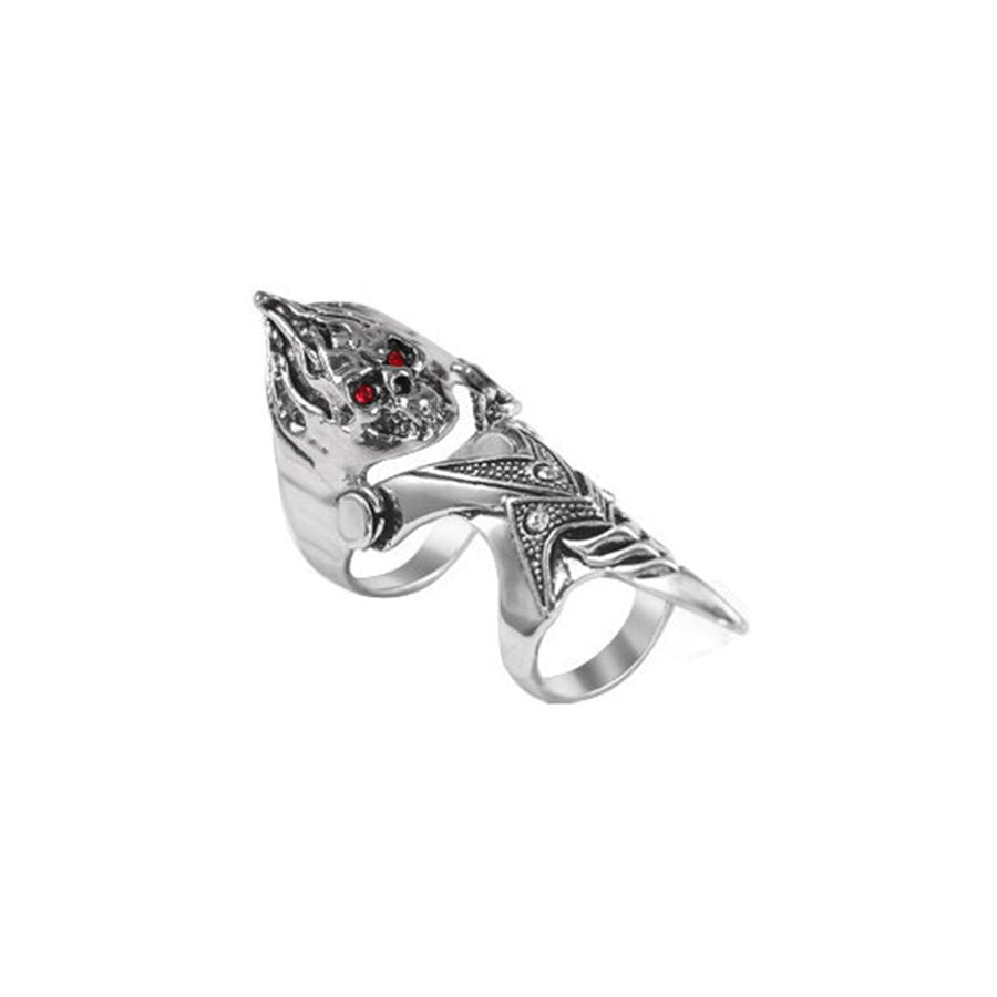 Red Eye Flaming Skull Finger Knuckle Ring