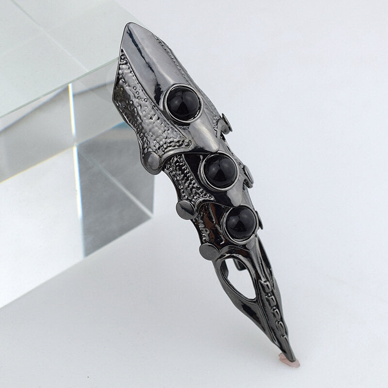 Black Stone Full Finger Knuckle Ring