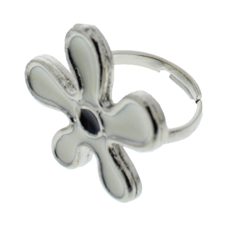 White Daisy Flower Adjustable Ring