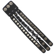 Conical, Chain & Pyramid Studded Black PU Bracelet