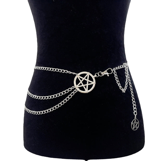 Pentagram Charm Triple Chain Belt