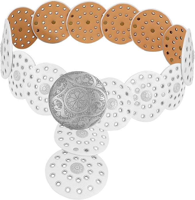 Vintage Style Western Boho PU Disc Belt