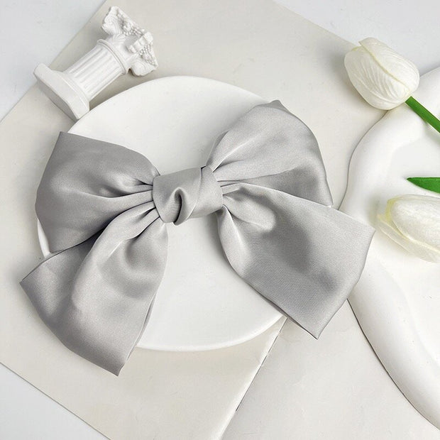 Large Satin Hair Bow on Barrette