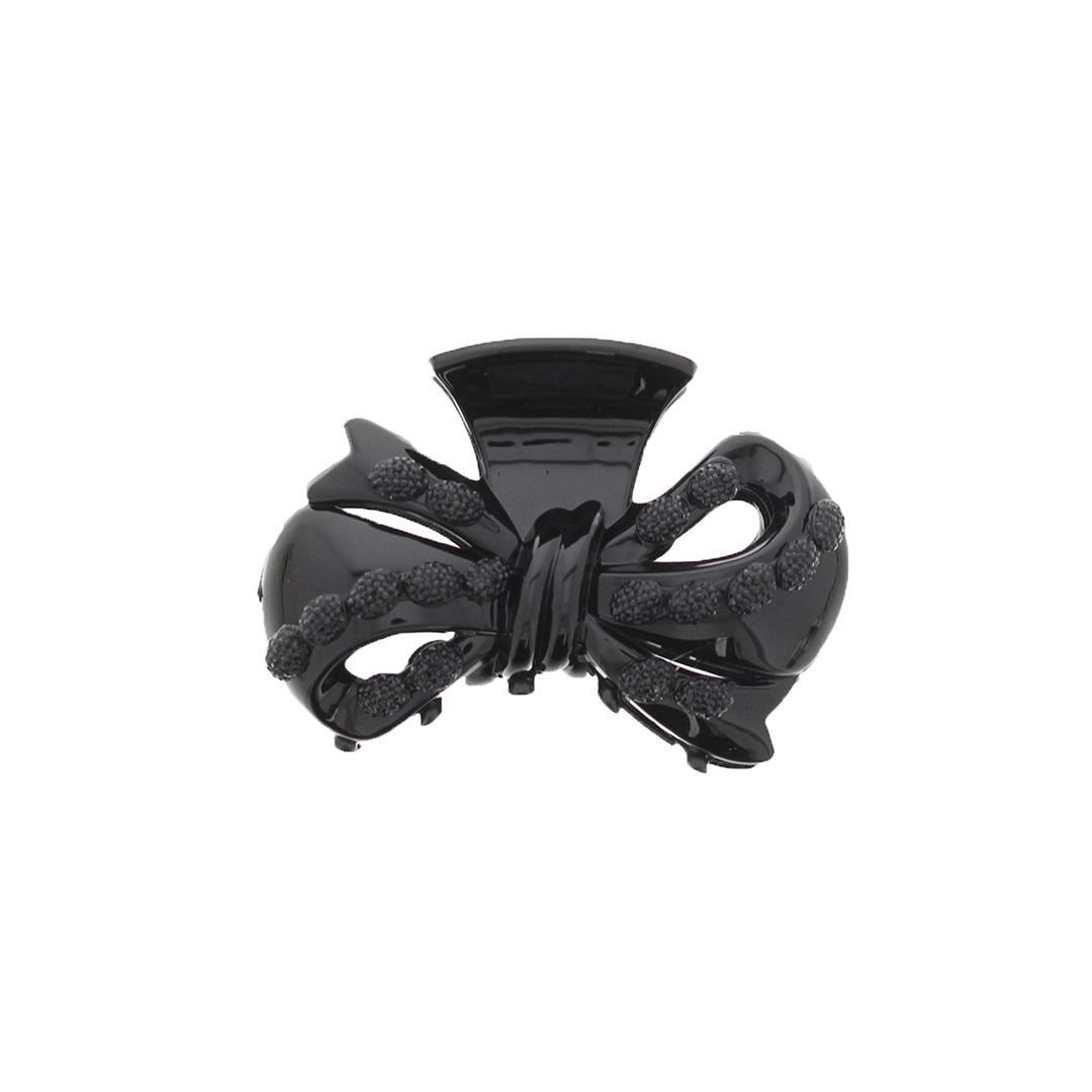 8cm Black/Black Stone Bow Hair Claw Clips