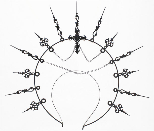 Black Spike Clock Hands Chain Headband