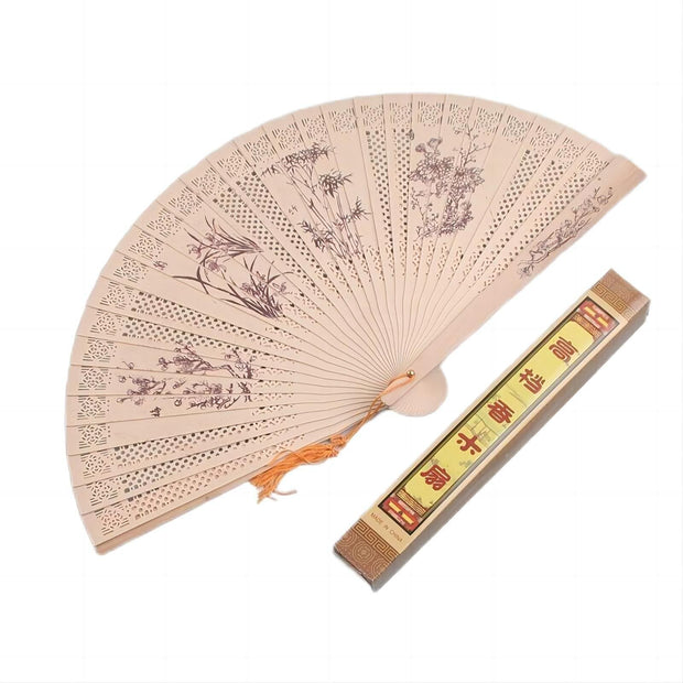 Flowers & Nature Printed Wooden Fan