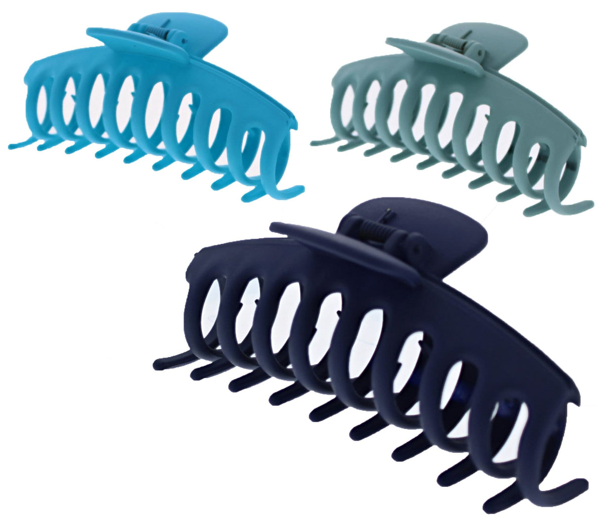 11cm Blue Shades Matte Finish Barrel Hair Claw Clips
