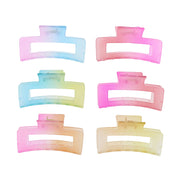 8.5cm Assorted Translucent Two Tone Pastel Matte Finish Rectangular Clamps