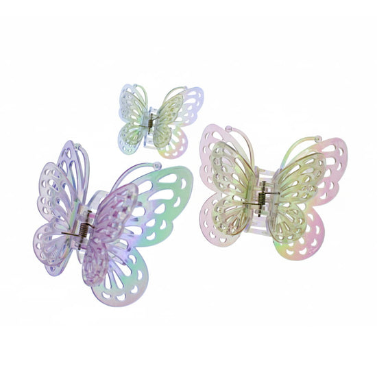 Assorted Pastel AB Iridescent Butterfly Design Hair Claws Clips