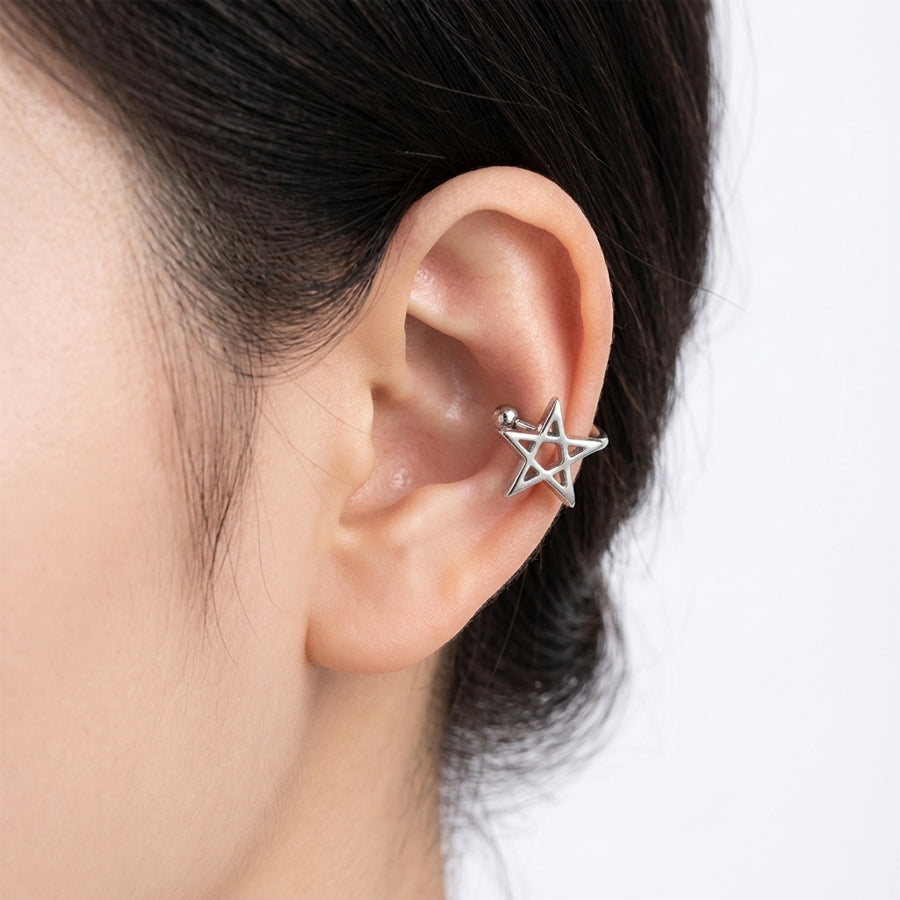 Silver Pentacle Ear Cuff