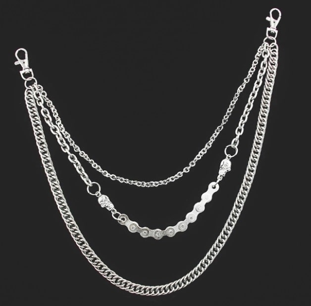 Bicycle Chain & Skulls Triple Hipchain