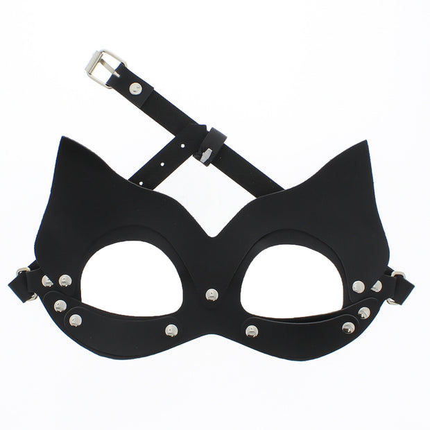 Black Soft PU Cat Mask with Buckle Tie