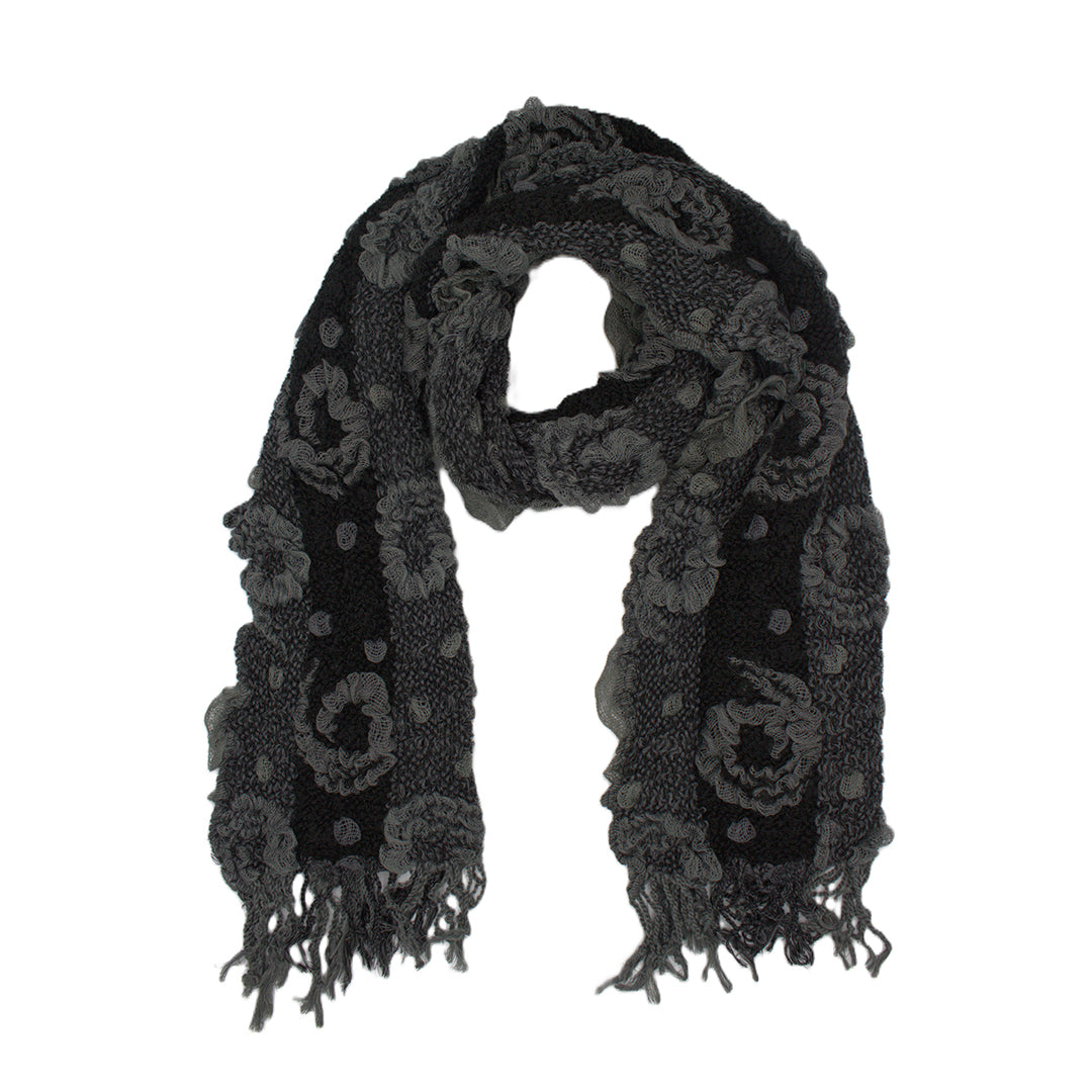 Knitted Spots Circles Patterned Stretchable Scarf