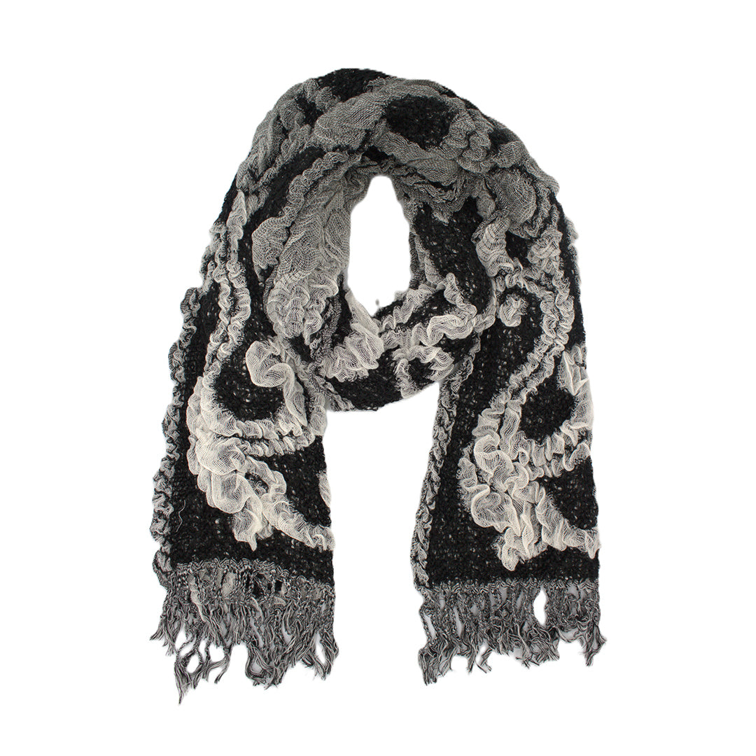 Knitted Spots Circles Patterned Stretchable Scarf