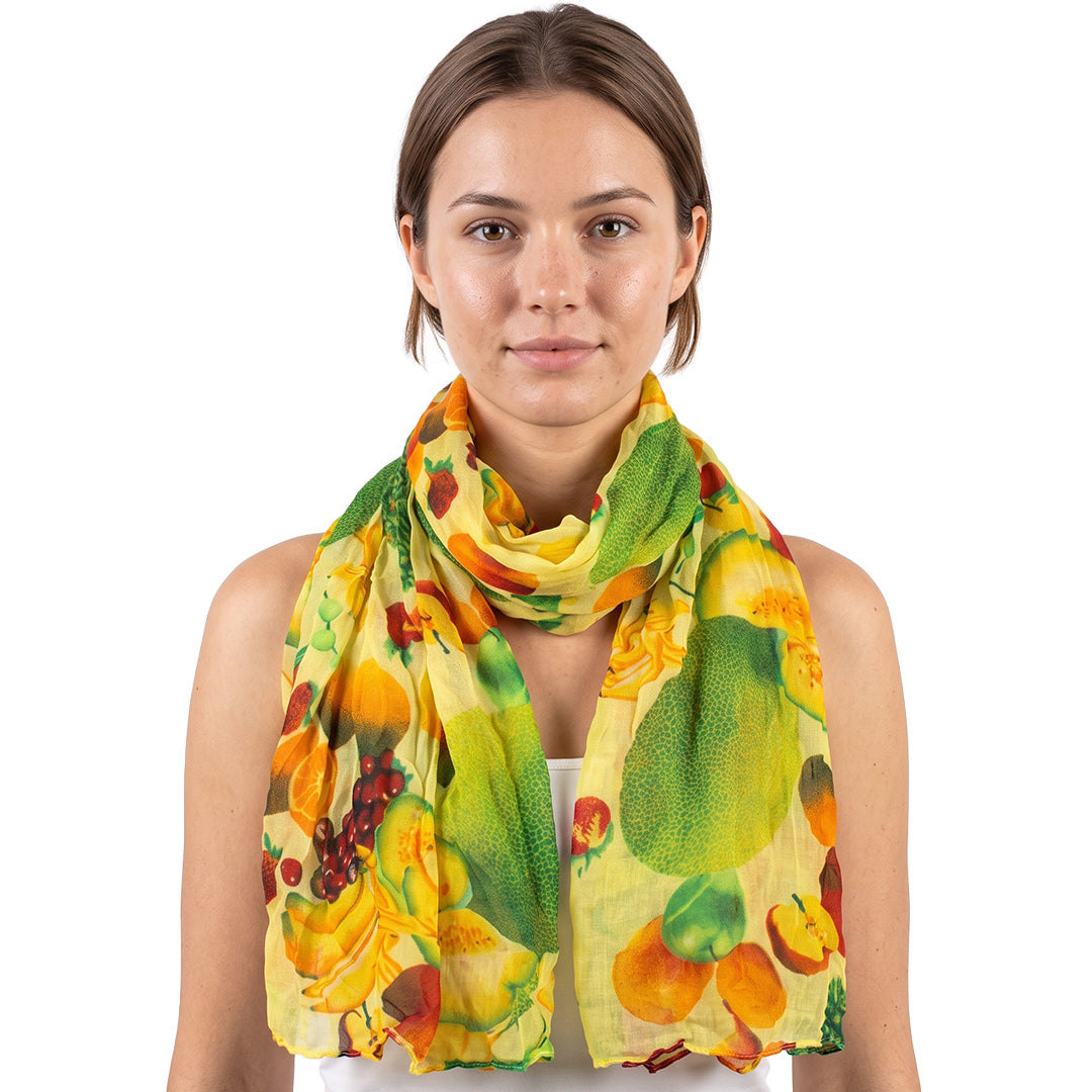 Yellow Tropical Fruit Print Scarf
