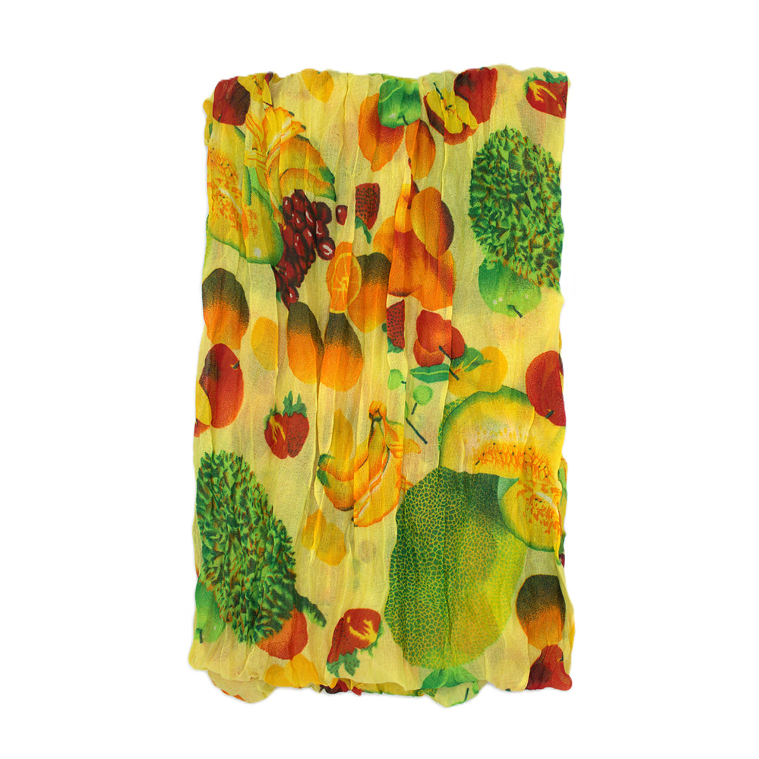 Yellow Tropical Fruit Print Scarf