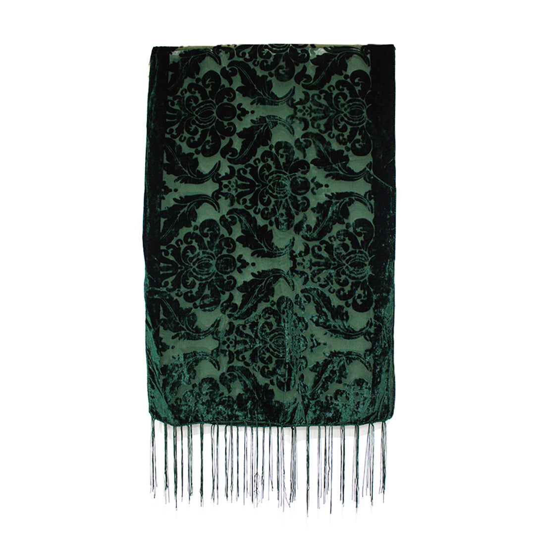 Damask Leafy Devore Velvet Scarf
