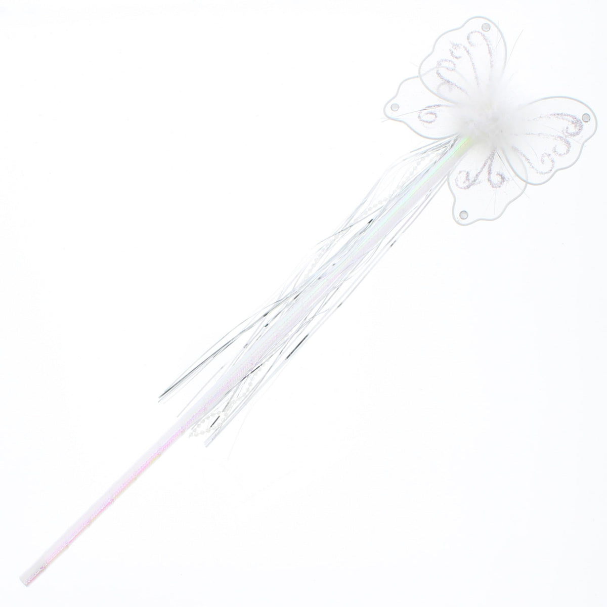 White Butterfly Wand with Streamers