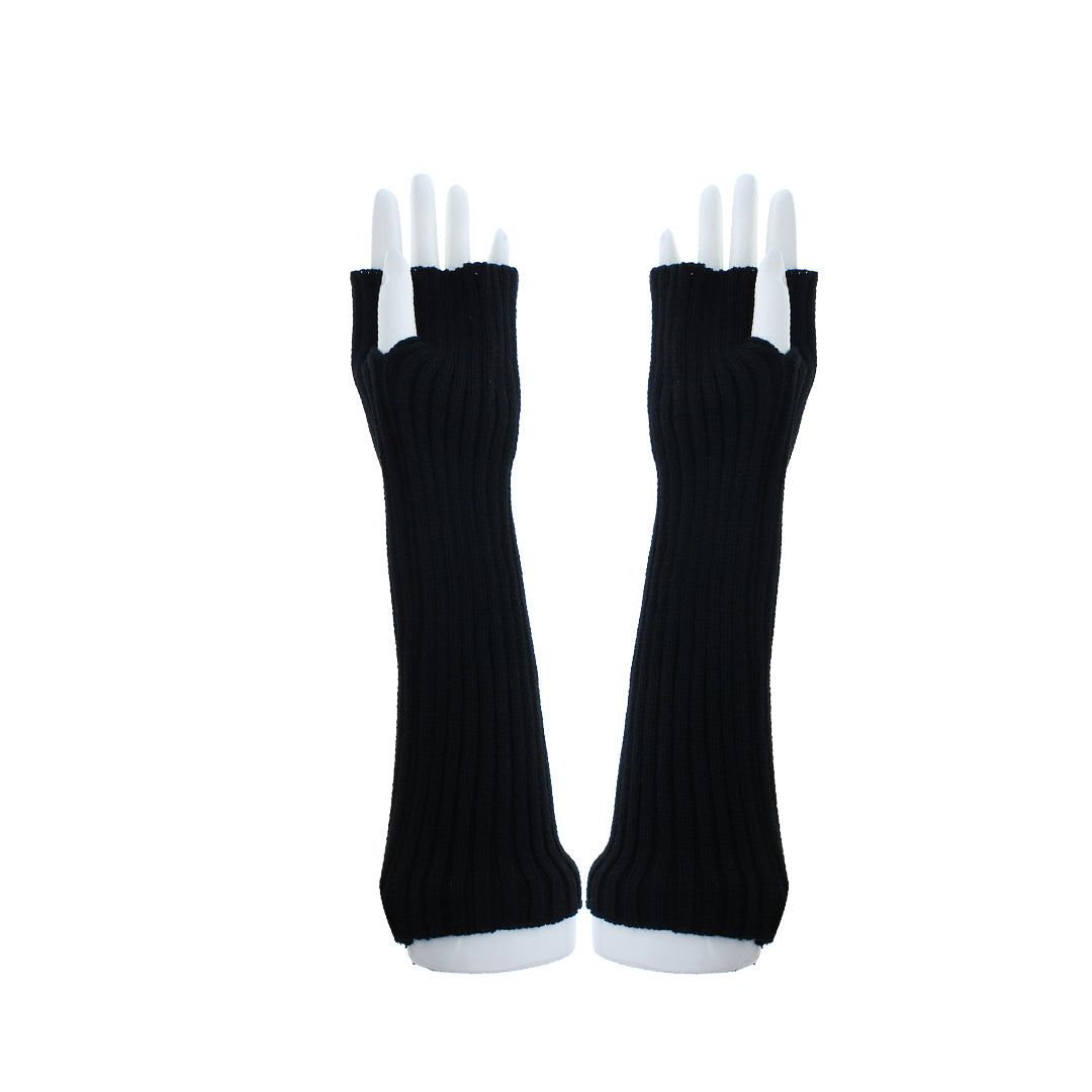 Black Fingerless Wrist Length Hand Warmers