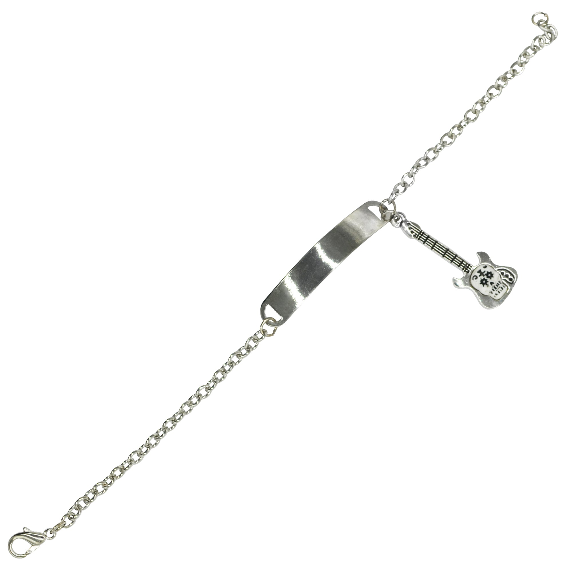 Sugar Skull on Electric Guitar ID Bracelet