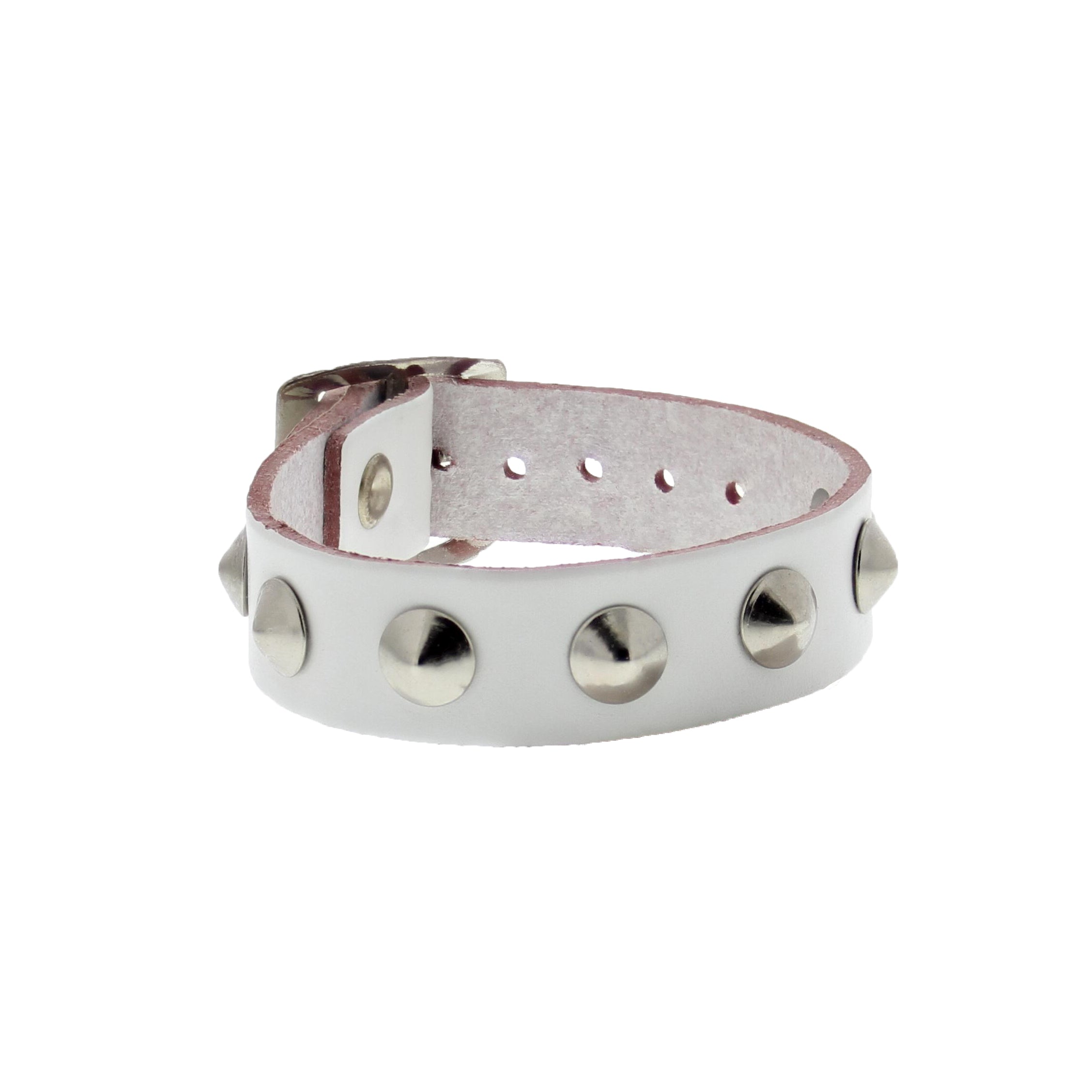 1-Row Studded PU Leather Bracelet with Buckle