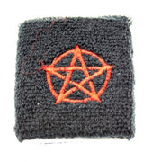 Pentagram Sign on Black Towelling Sweatbands