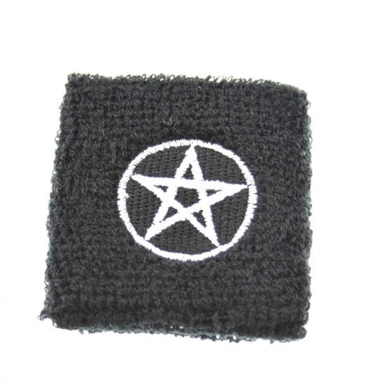Pentagram Sign on Black Towelling Sweatbands