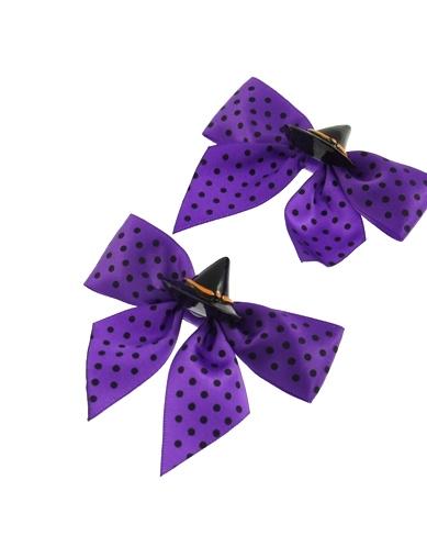 Pair of Polkadot Bows with Witches Hat