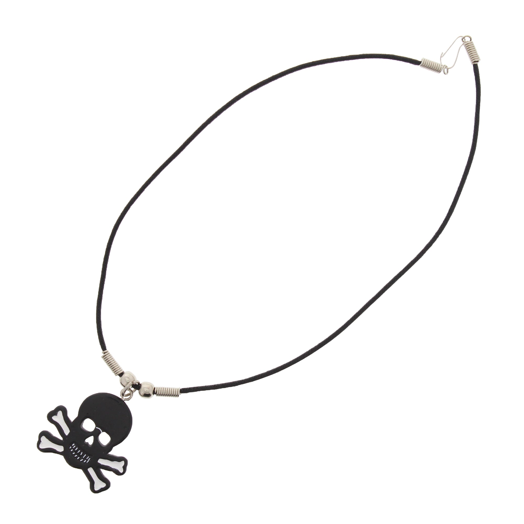 Skull & Bones Leather Necklace with Clasp