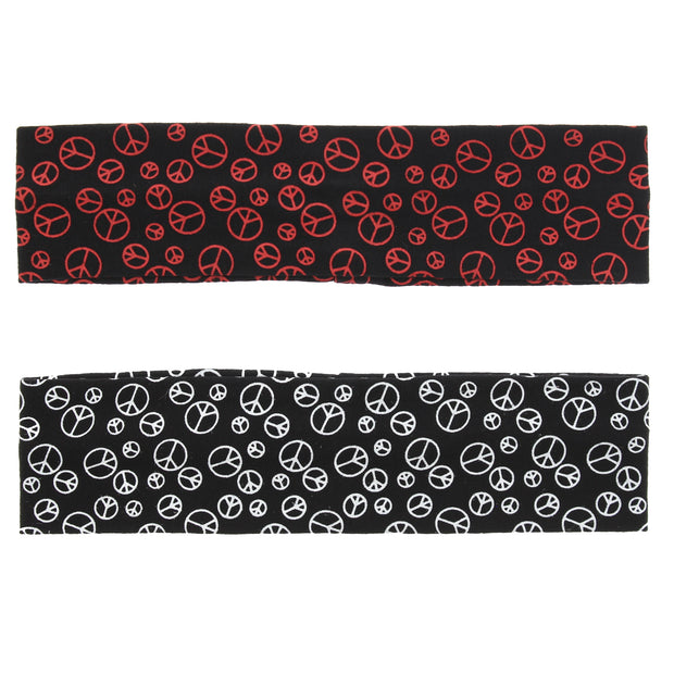 Assorted Red & White CND Peace Symbols on Black Headbands