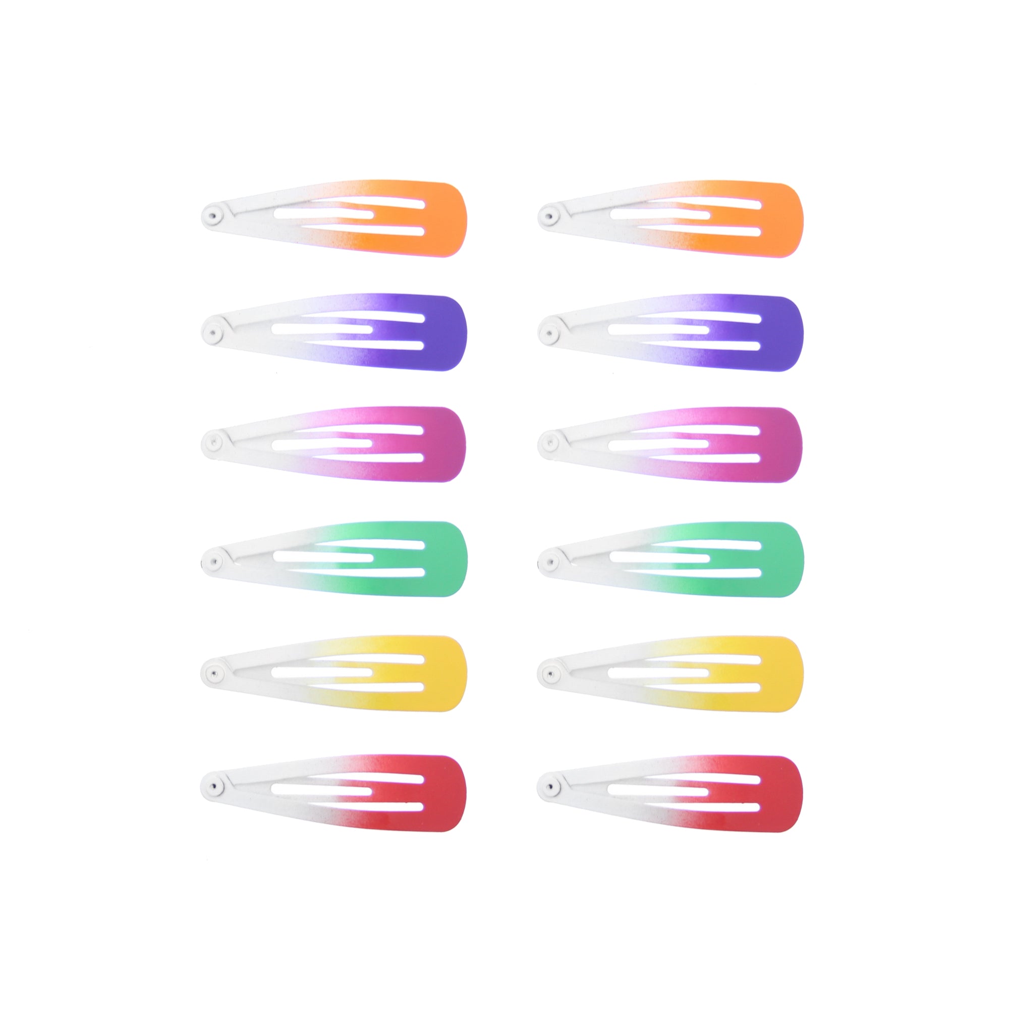 12 on a Card 5cm Bright Two-Tone Metal Hair Snapclips