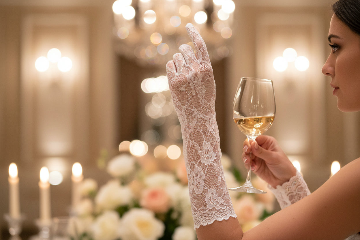 1 Pair Floral Lace Long Gloves