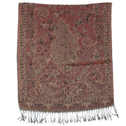 Reversible Rust & Olive Paisley Print Pashmina with Tassels