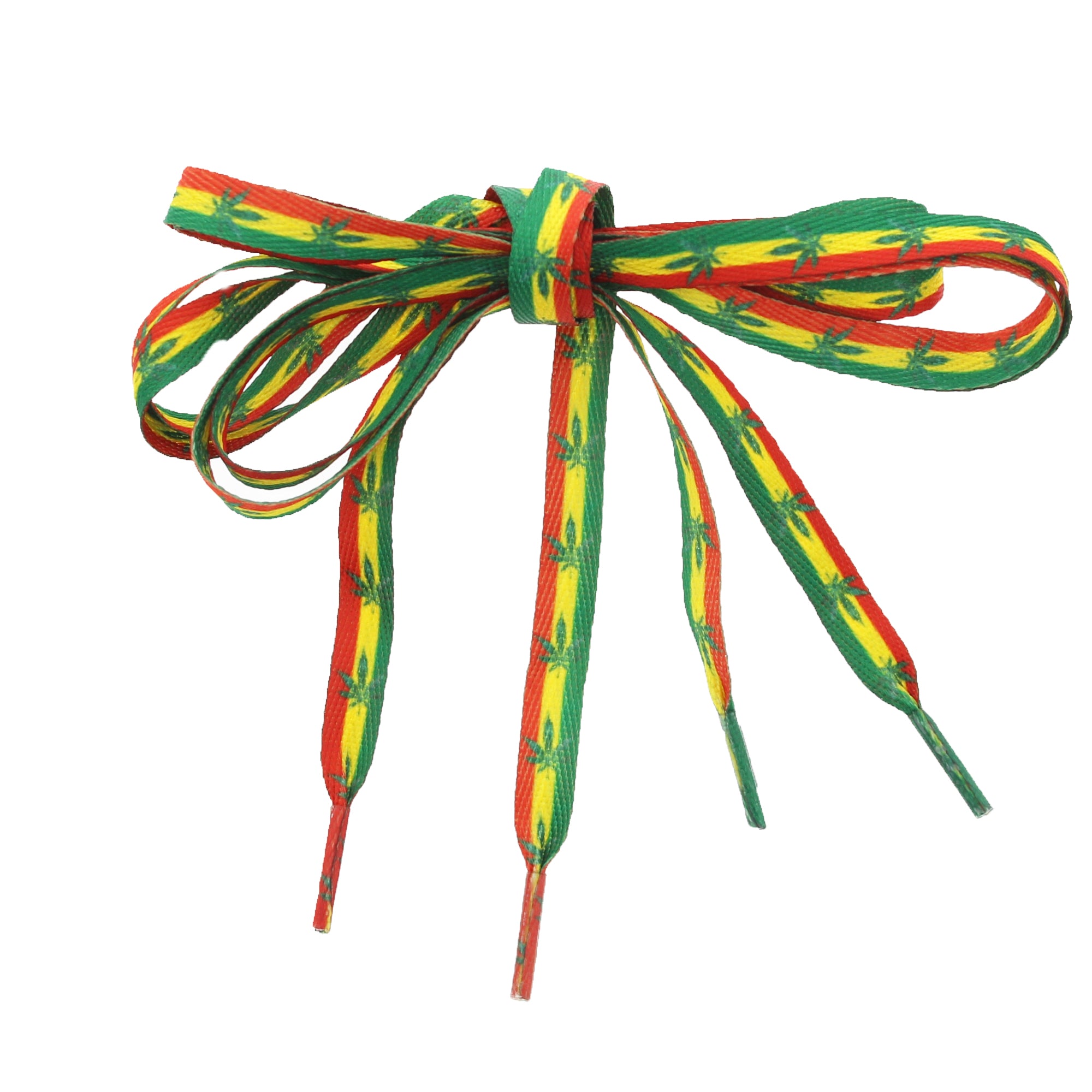 Pair of Rasta Shoelaces with Leaf Print