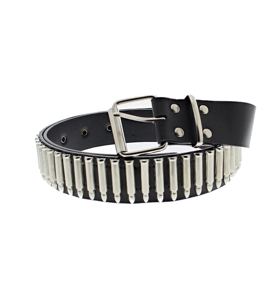 Black PU Gothic Belt with Bullets