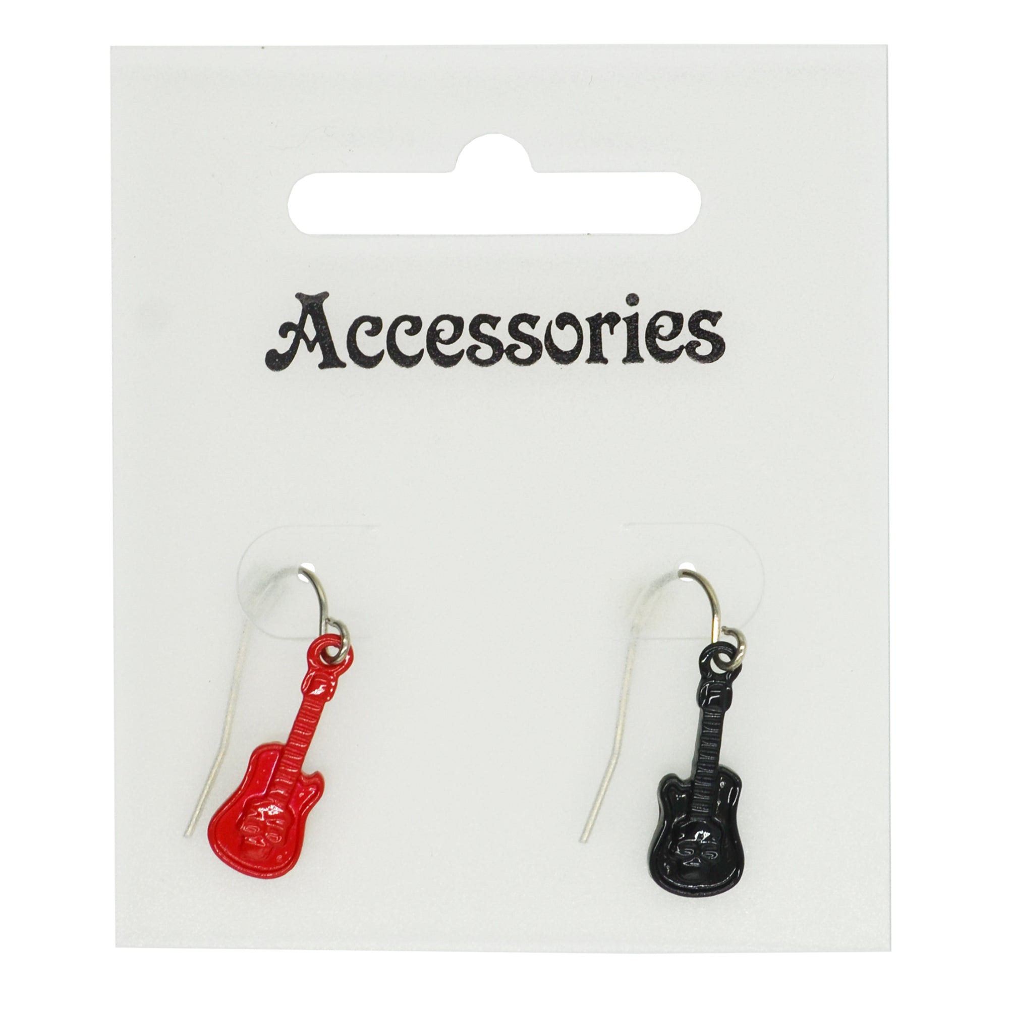 Black & Red Guitar with Skull Earrings