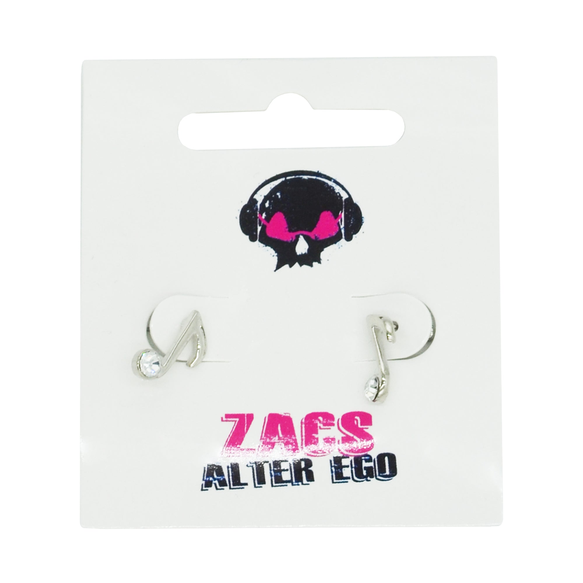 Musical Note Stud Earrings with Diamante Stone