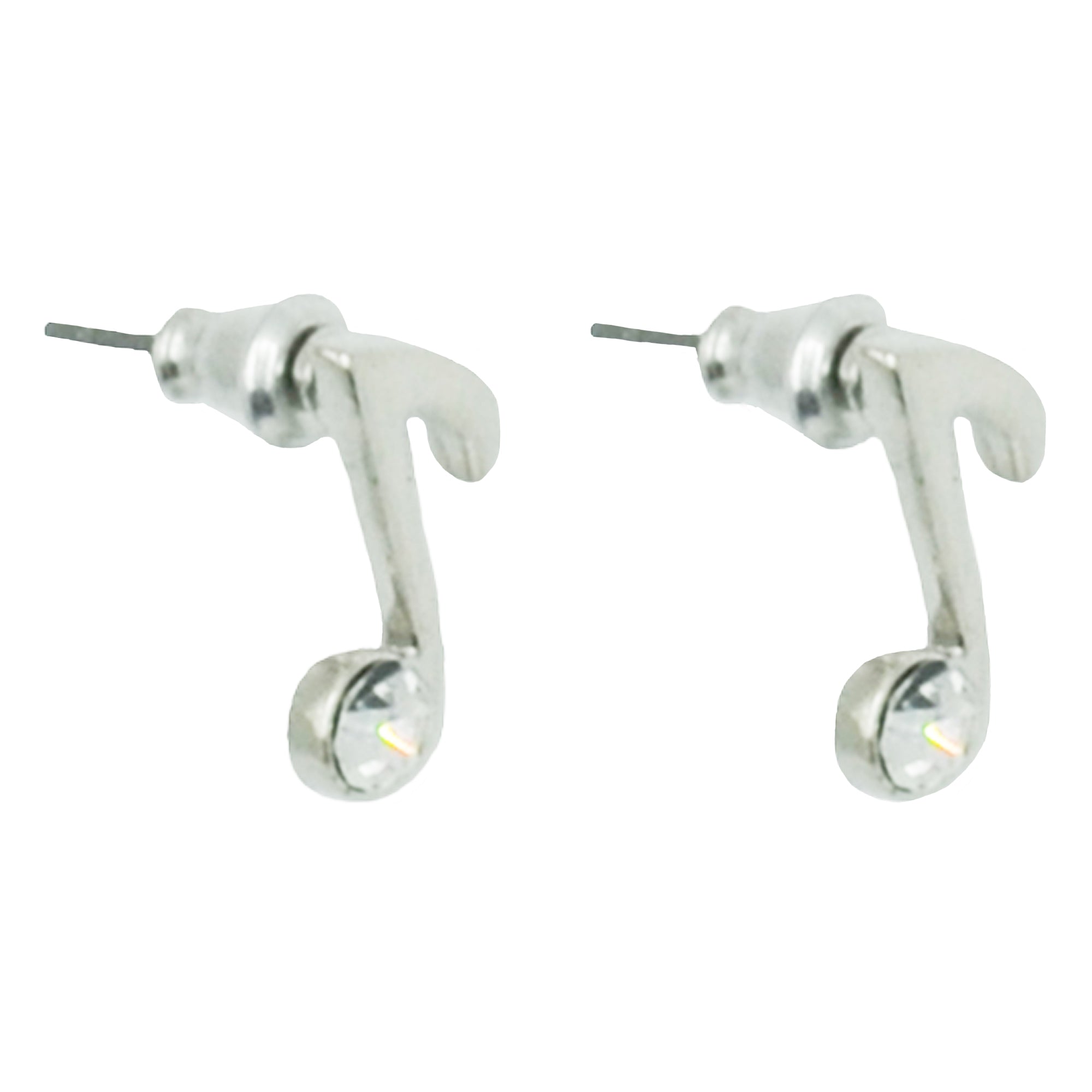Musical Note Stud Earrings with Diamante Stone