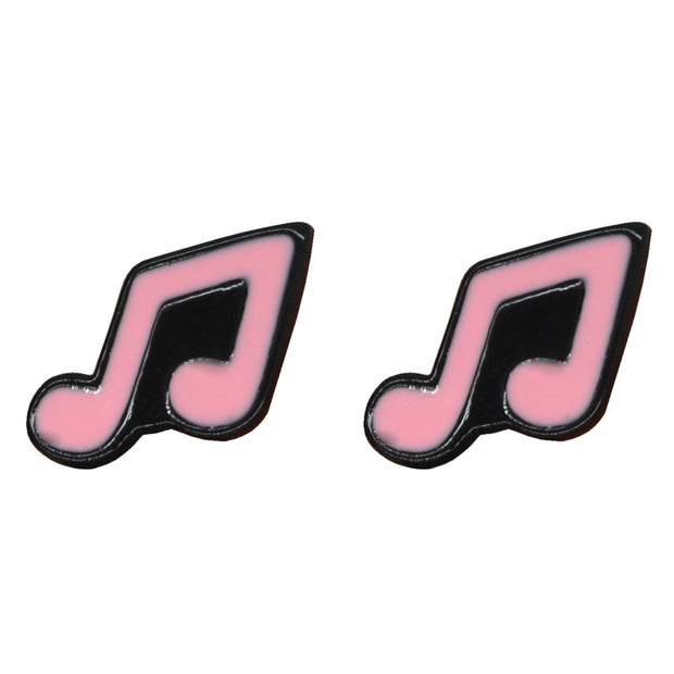Pink Musical Note Stud Earrings