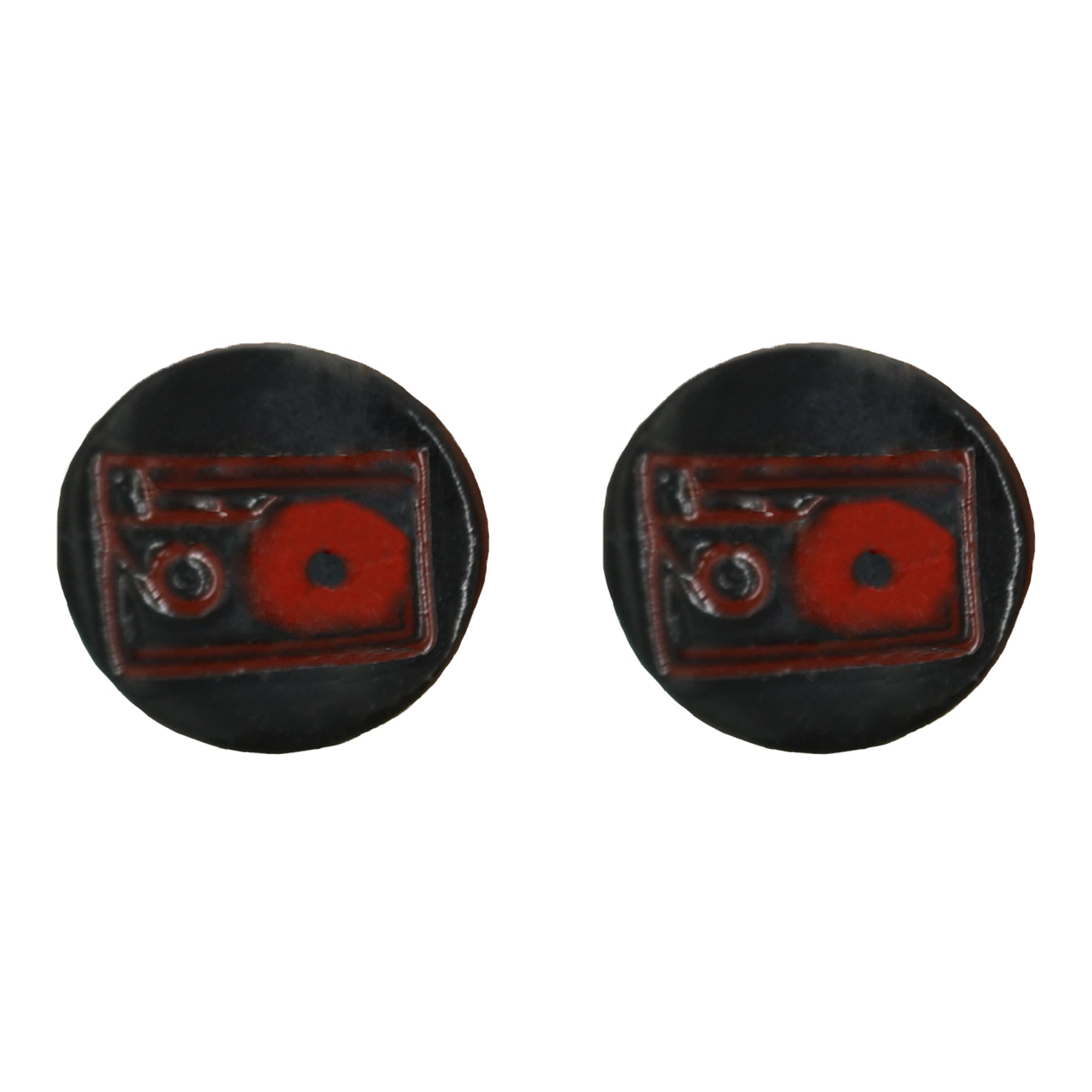 Black & Red Cassette Stud Earrings