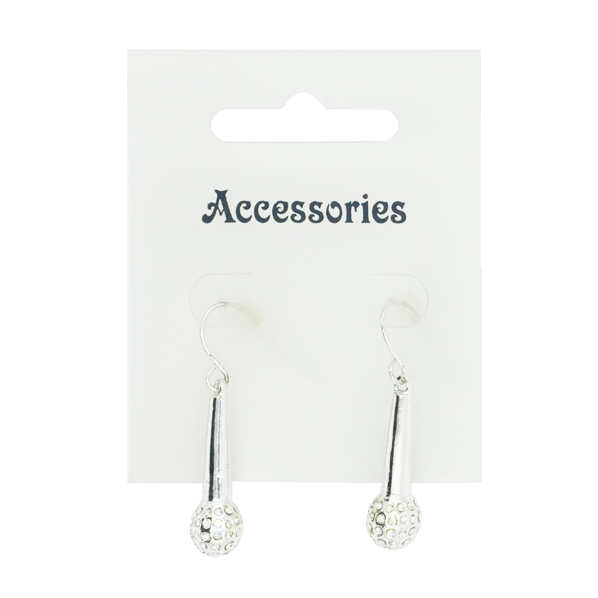 Silver Diamante Stone Microphone Earrings