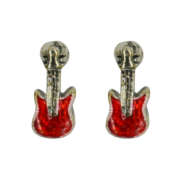Red Electric Guitar Stud Earrings