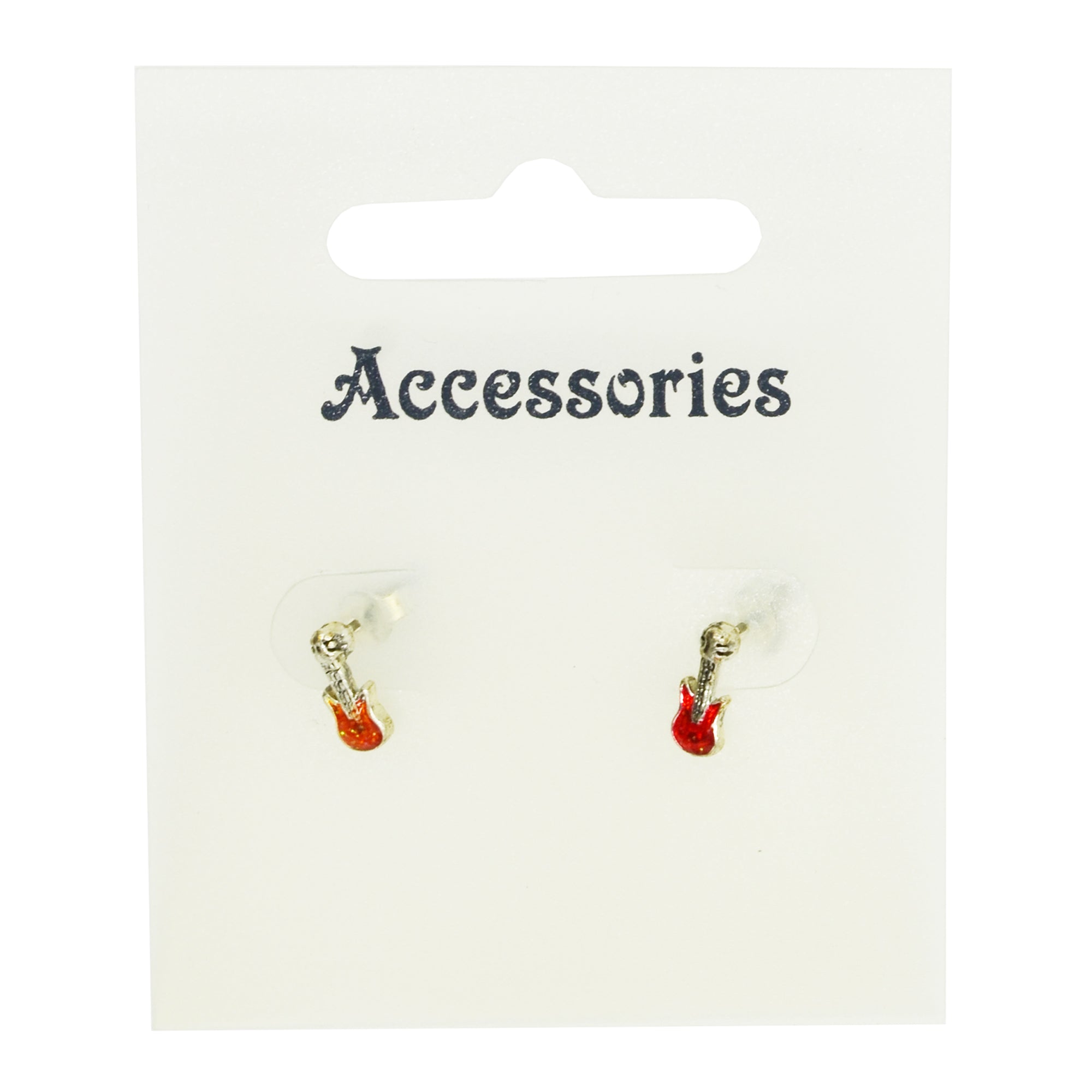 Red Electric Guitar Stud Earrings