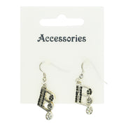 Musical Note Earrings with Diamante Stones